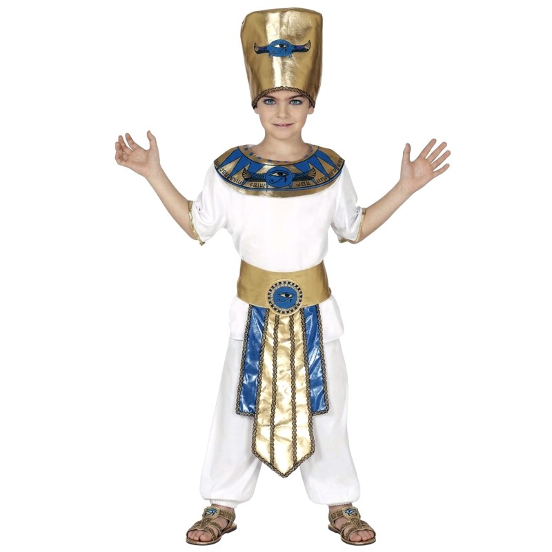 DEGUISEMENT PHARAON EGYPTIEN TOUTANKAMON BLANC ET OR TAILLE 5-6 ANS