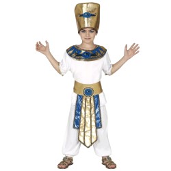 DEGUISEMENT PHARAON EGYPTIEN TOUTANKAMON BLANC ET OR TAILLE 7-9 ANS