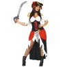 DEGUISEMENT PIRATE FEMME BUCCANEERE ROBE ROUGE ET NOIR TAILLE L
