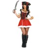 DEGUISEMENT PIRATE FEMME CORSAIRE ROBE ROUGE ET NOIR TAILLE S