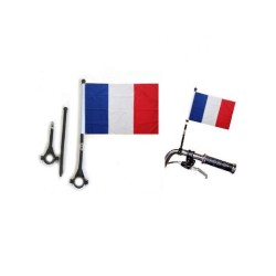 DRAPEAU AVEC HAMPE ET ANNEAU DE FIXATION FRANCE POLYESTER POUR VELO 15 X 21 CM