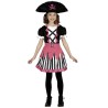 DEGUISEMENT PIRATE ROBE COURTE ROSE NOIRE ET BLANCHE TAILLE 7-9 ANS