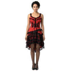DEGUISEMENT ROBE DAME DE SALOON OU ROBE PIRATE ROUGE ET NOIRE TAILLE M/L