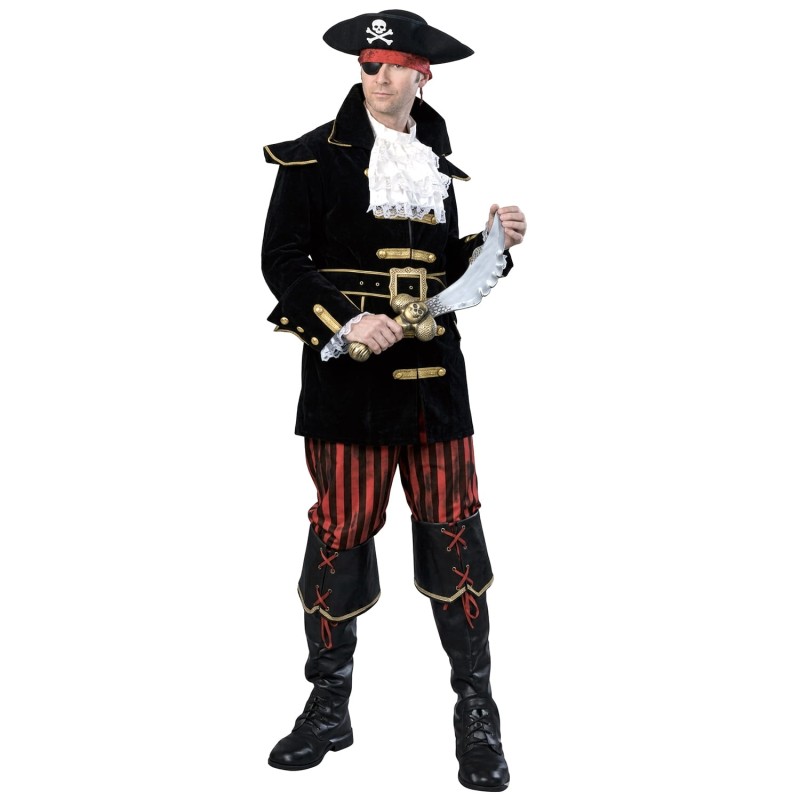 DEGUISEMENT PIRATE VELOUR NOIR ET OR TAILLE 48/50