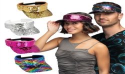 VISIERE DISCO SEQUIN ARGENT OR ROSE OU MULTICOLORE