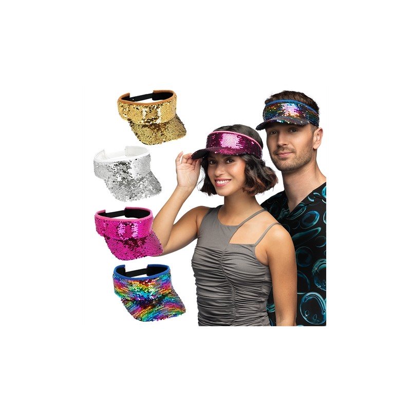 VISIERE DISCO SEQUIN ARGENT OR ROSE OU MULTICOLORE