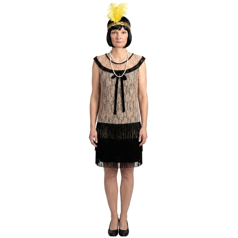 DEGUISEMENT ROBE CHARLESTONE OR ET NOIR LUXE TAILLE S-M 