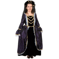 DEGUISEMENT ROBE DE THEATRE + COIFFE MARQUISE RENAISSANCE BLEU OR TAILLE 40-42