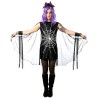DEGUISEMENT ROBE NOIRE GOTHIQUE TOILE D'ARAIGNEES BLANCHES TAILLE 38