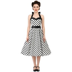 DEGUISEMENT ROBE VICHY BLANCHE A POIS NOIR TAILLE 