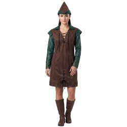 DEGUISEMENT ROBIN DES BOIS FEMME MEDIEVALE MARRON ET VERT TAILLE M-L