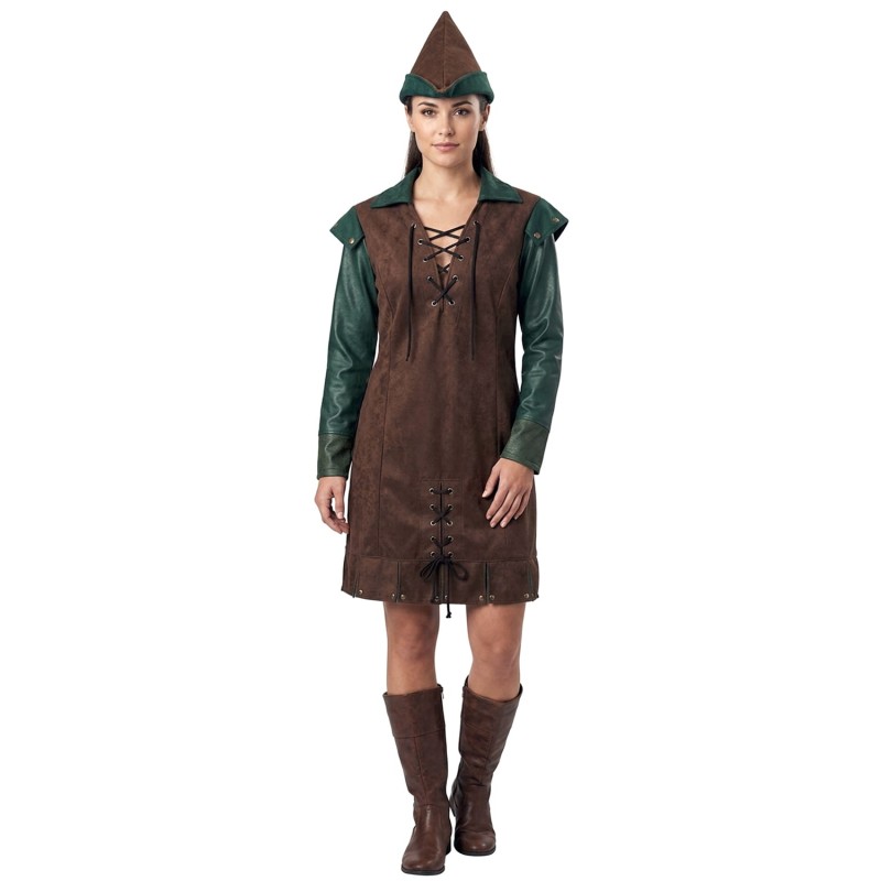 DEGUISEMENT ROBIN DES BOIS FEMME MEDIEVALE MARRON ET VERT TAILLE M-L