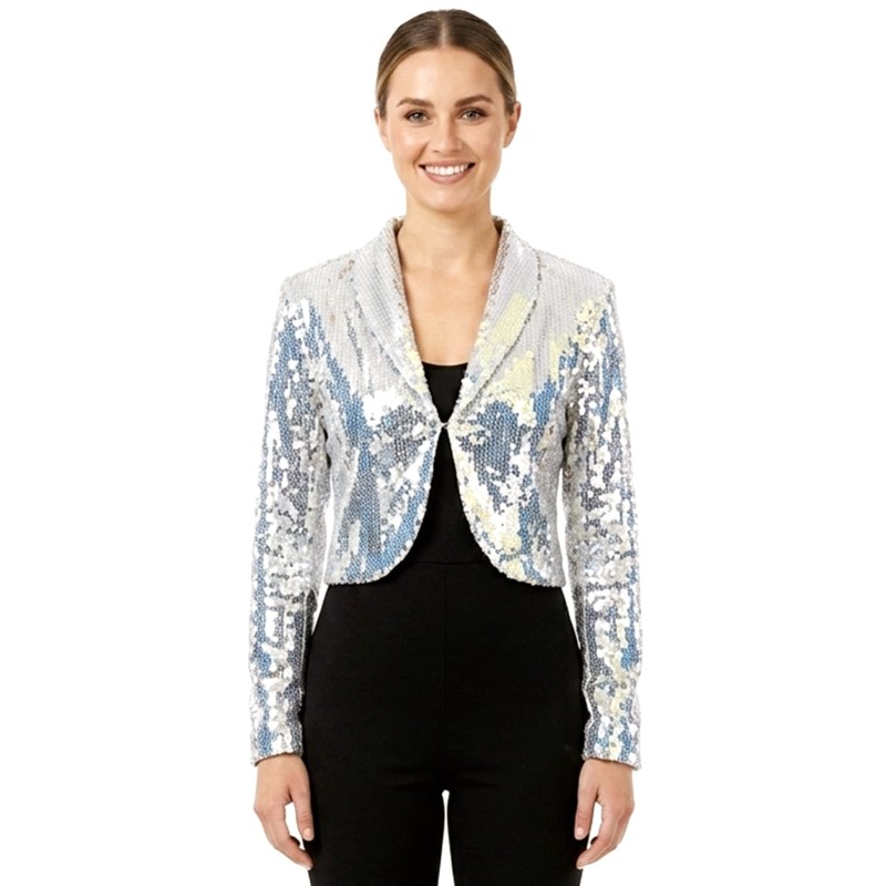 DEGUISEMENT VESTE A SEQUIN ARGENT FEMME TAILLE 42