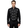 DEGUISEMENT VESTE CIRQUE DOMPTEUR OU STAR 80 NOIR ET ARGENT TAILLE M