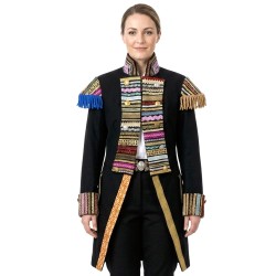 DEGUISEMENT VESTE QUEUE DE PIE STEAMPUNK OU RENAISSANCE NOIRE + DECORS TAILLE 38