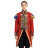 DEGUISEMENT VESTE QUEUE DE PIE STEAMPUNK OU RENAISSANCE ROUGE + DECORS TAILLE 38
