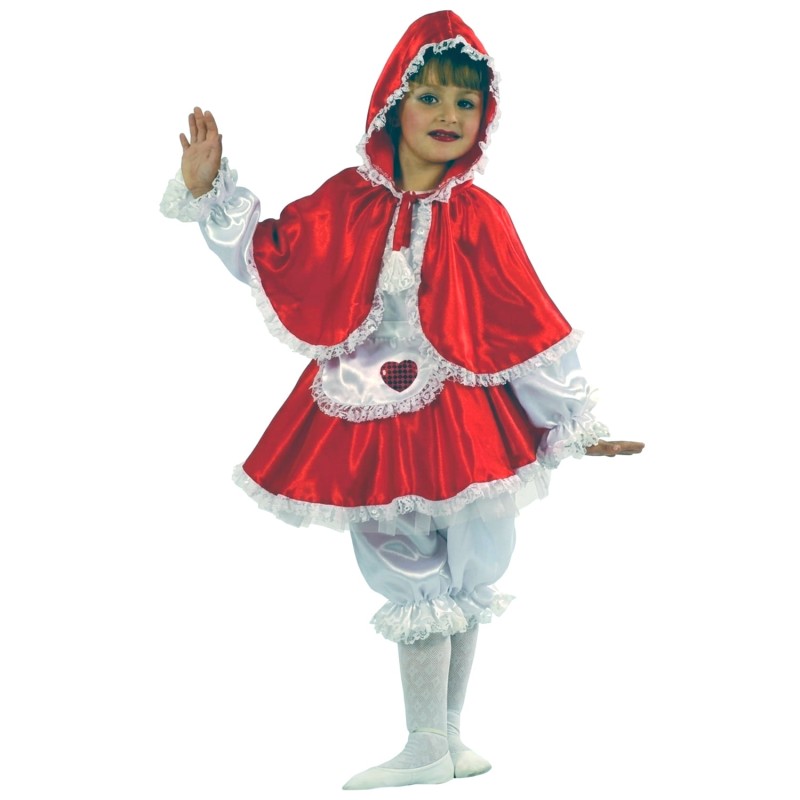 DEGUISEMENT CHAPERON ROUGE TABLIER EN COEUR TAILLE 8 ANS