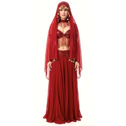 DEGUISEMENT DANSEUSE DU VENTRE LUXE ROUGE TAILLE M