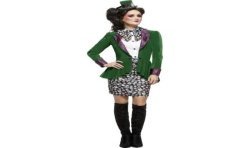 DEGUISEMENT CHAPELIER FOU FEMME VESTE VERTE TAILLE M