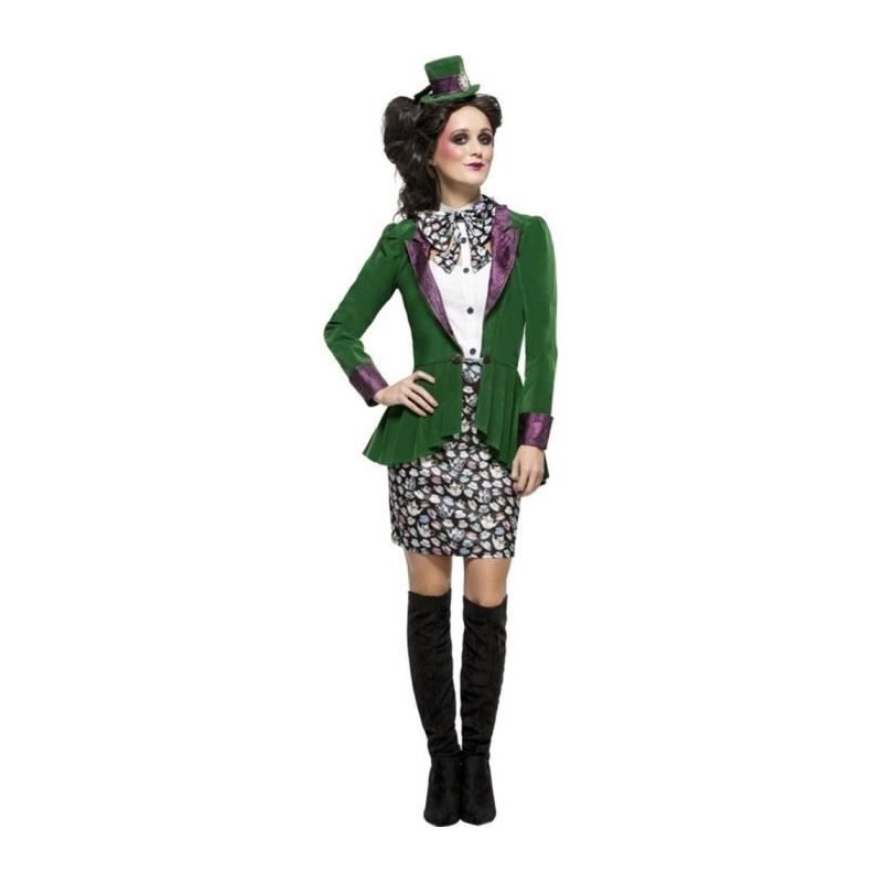 DEGUISEMENT CHAPELIER FOU FEMME VESTE VERTE TAILLE M