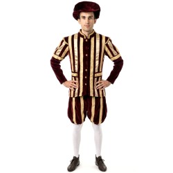 DEGUISEMENT TROUBADOUR LUXE BORDEAUX ET OR TAILLE S