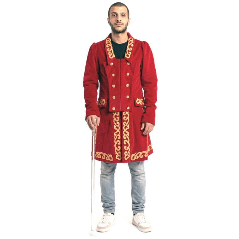DEGUISEMENT VESTE DE MARQUIS ROUGE ET OR TAILLE M-L