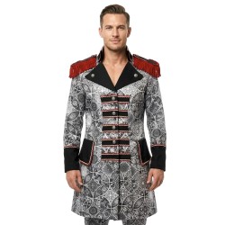 DEGUISEMENT VESTE DE MARQUIS GRIS ROUGE ET NOIR TAILLE S