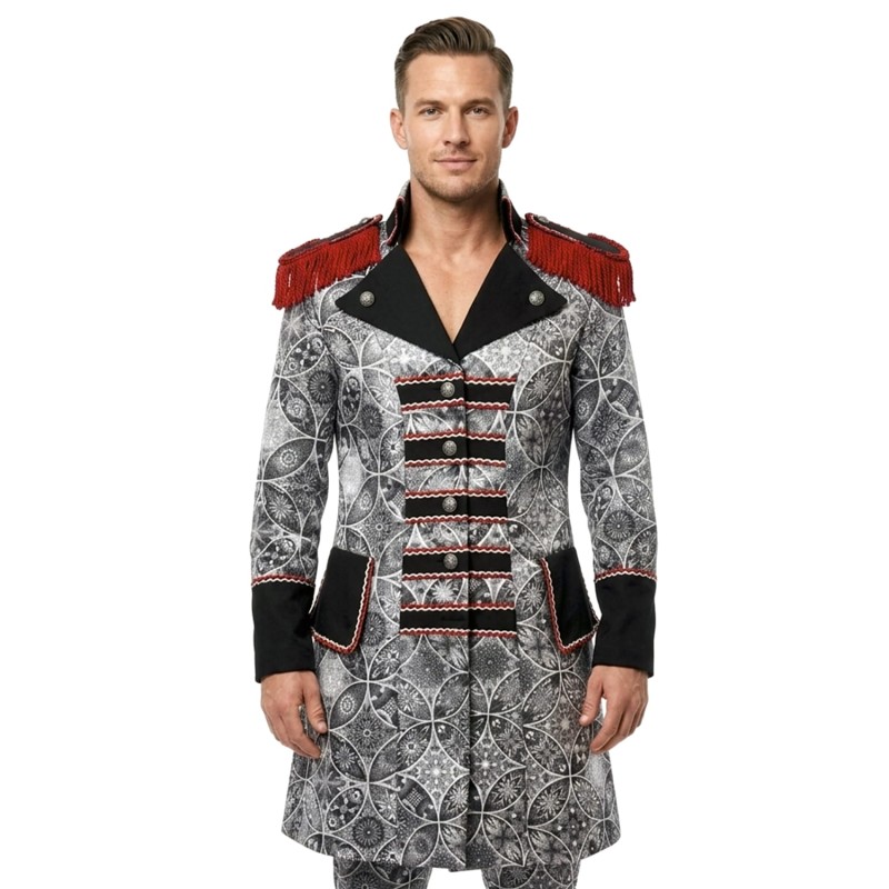 DEGUISEMENT VESTE DE MARQUIS GRIS ROUGE ET NOIR TAILLE S