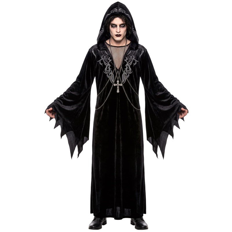 DEGUISEMENT LONGUE VESTE NOIRE/CHAINE GOTHIQUE HOMME TAILLE S