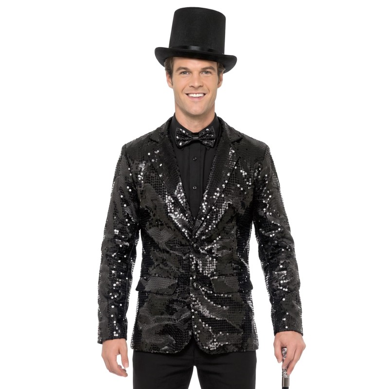 DEGUISEMENT VESTE PAILLETTE NOIR TAILLE L
