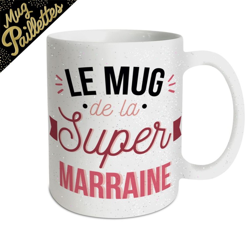 MUG PAILLETTES SUPER MARRAINE