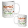 MUG PAILLETTES MARRAINE CHERIE QUE J'AIME A LA FOLIE