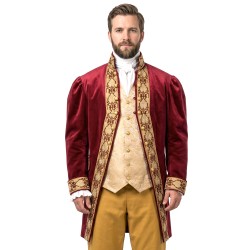 DEGUISEMENT MARQUIS BORDEAUX ET OR VELOURS TAILLE XL