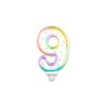 BOUGIE CHIFFRE 9 MULTICOLORE PASTEL 8 CM