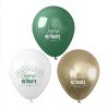 8 BALLONS LATEX JOYEUSE RETRAITE COULEUR BLANC OR ET VERT EUCALYPTUS OR 30 CM 