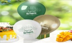 8 BALLONS LATEX JOYEUSE RETRAITE COULEUR BLANC OR ET VERT EUCALYPTUS OR 30 CM 