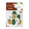 8 BALLONS LATEX JOYEUSE RETRAITE COULEUR BLANC OR ET VERT EUCALYPTUS OR 30 CM 