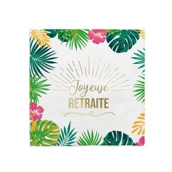 10 SERVIETTES JOYEUSE RETRAITE 33 X 33 CM MOTIFS FLEURS ET FEUILLES TROPICALES