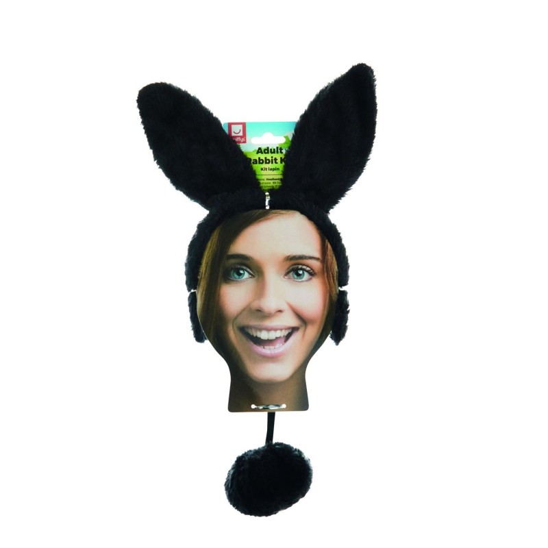 KIT SERRE-TETE ET QUEUE LAPIN NOIR 