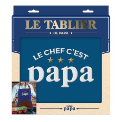 TABLIER DE CUISINE BLEU LE CHEF C'EST PAPA