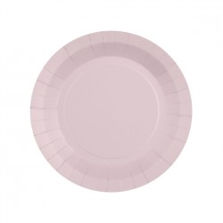 10 ASSIETTES CARTON RAINBOW RONDE ROSE PASTEL 18 CM 
