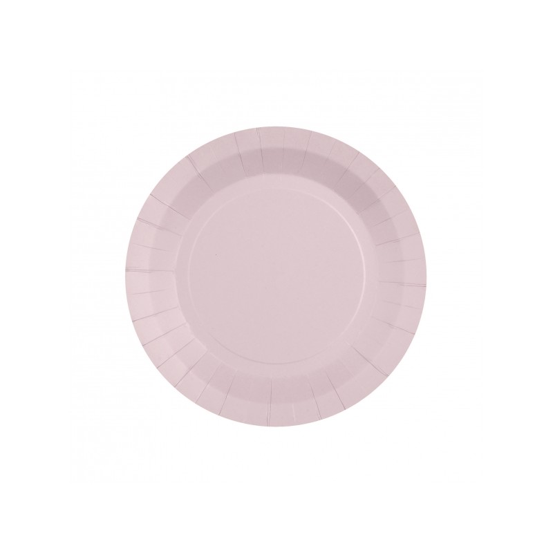 10 ASSIETTES CARTON RAINBOW RONDE ROSE PASTEL 18 CM 