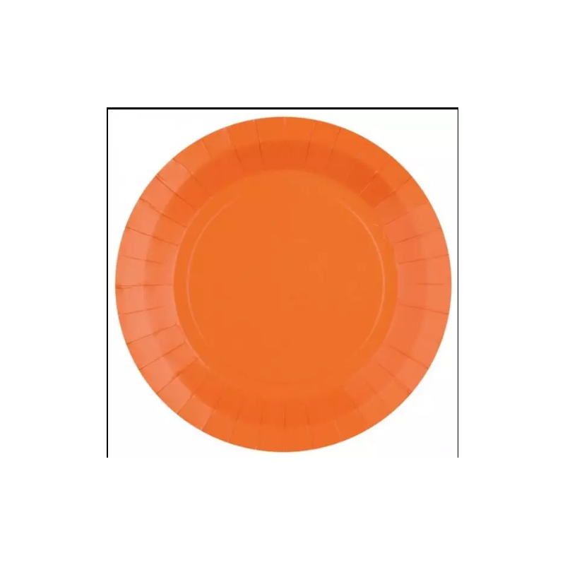 10 ASSIETTES CARTON RONDE ORANGE 22 CM 