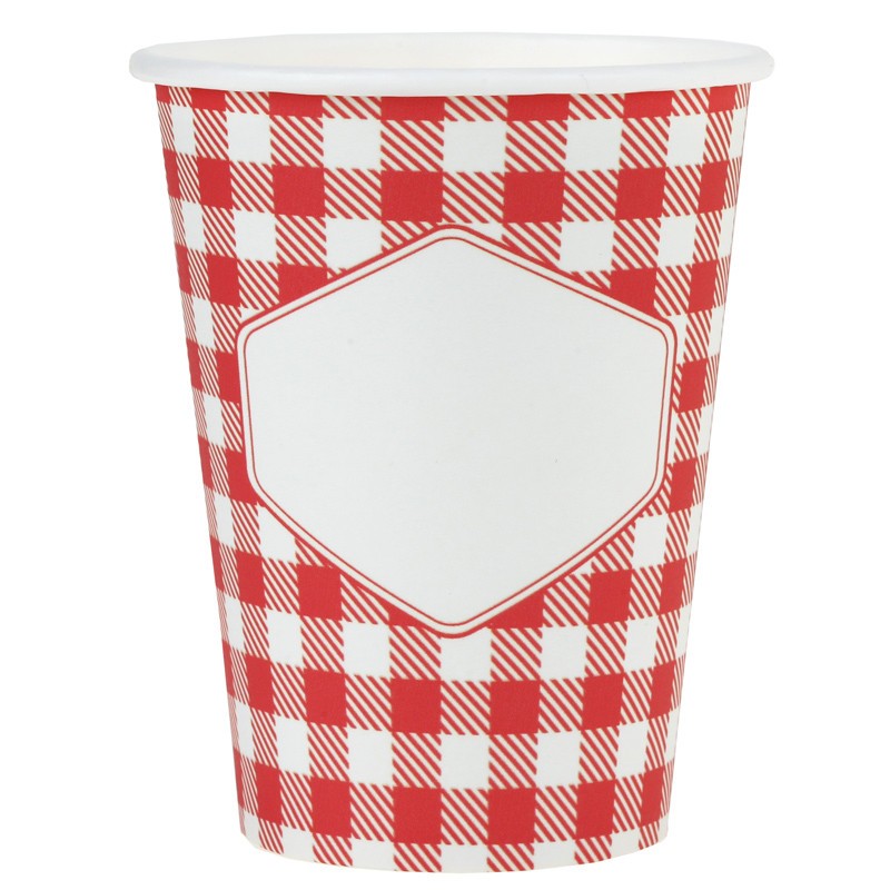 10 GOBELETS CARTON VICHY ROUGE ET BLANC - CAMPAGNE