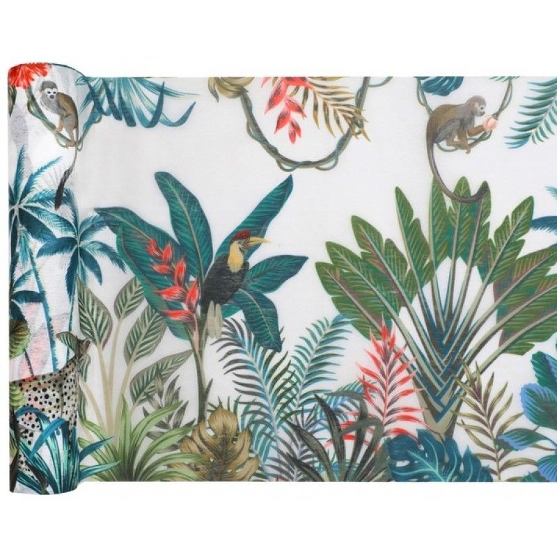 CHEMIN DE TABLE TROPICAL JAVA TOUCAN 30 CM X 5 M 