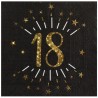10 SERVIETTES ETINCELANT METAL OR 18 ANS NOIR 33 X 33 CM
