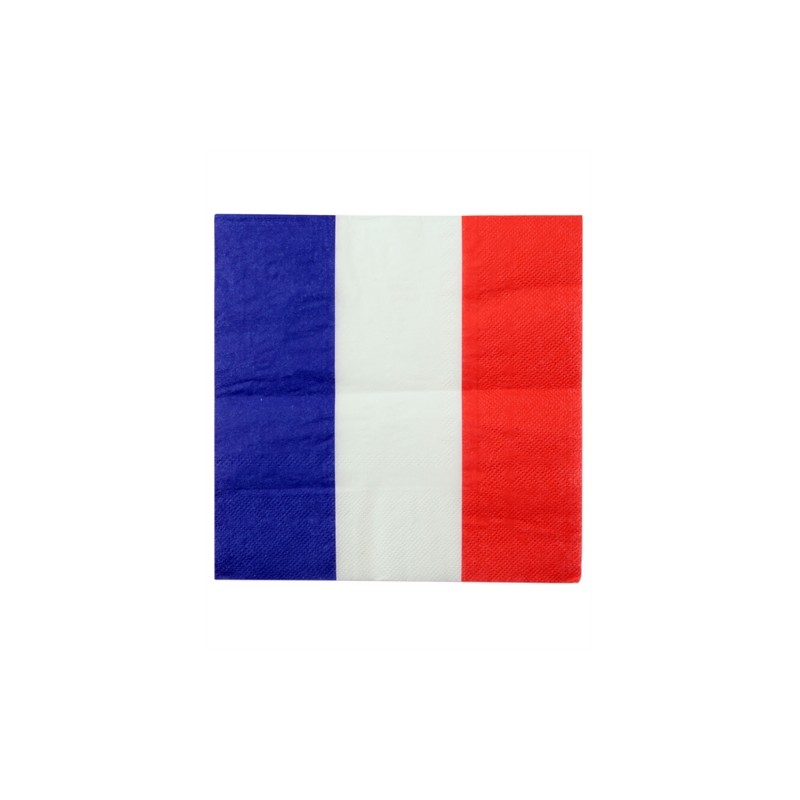 20 SERVIETTES DRAPEAU FRANCE 33 X 33 CM 