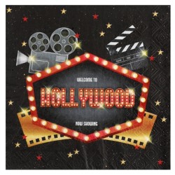 20 SERVIETTES PAPIER WELCOME TO HOLLYWOOD 33 X 33 CM
