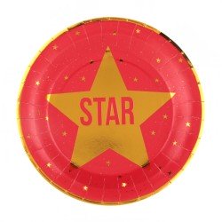 10 ASSIETTES HOLLYWOOD CINEMA ROUGE ETOILE STAR OR 23 CM