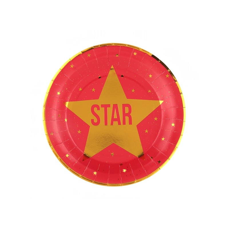10 ASSIETTES HOLLYWOOD CINEMA ROUGE ETOILE STAR OR 23 CM